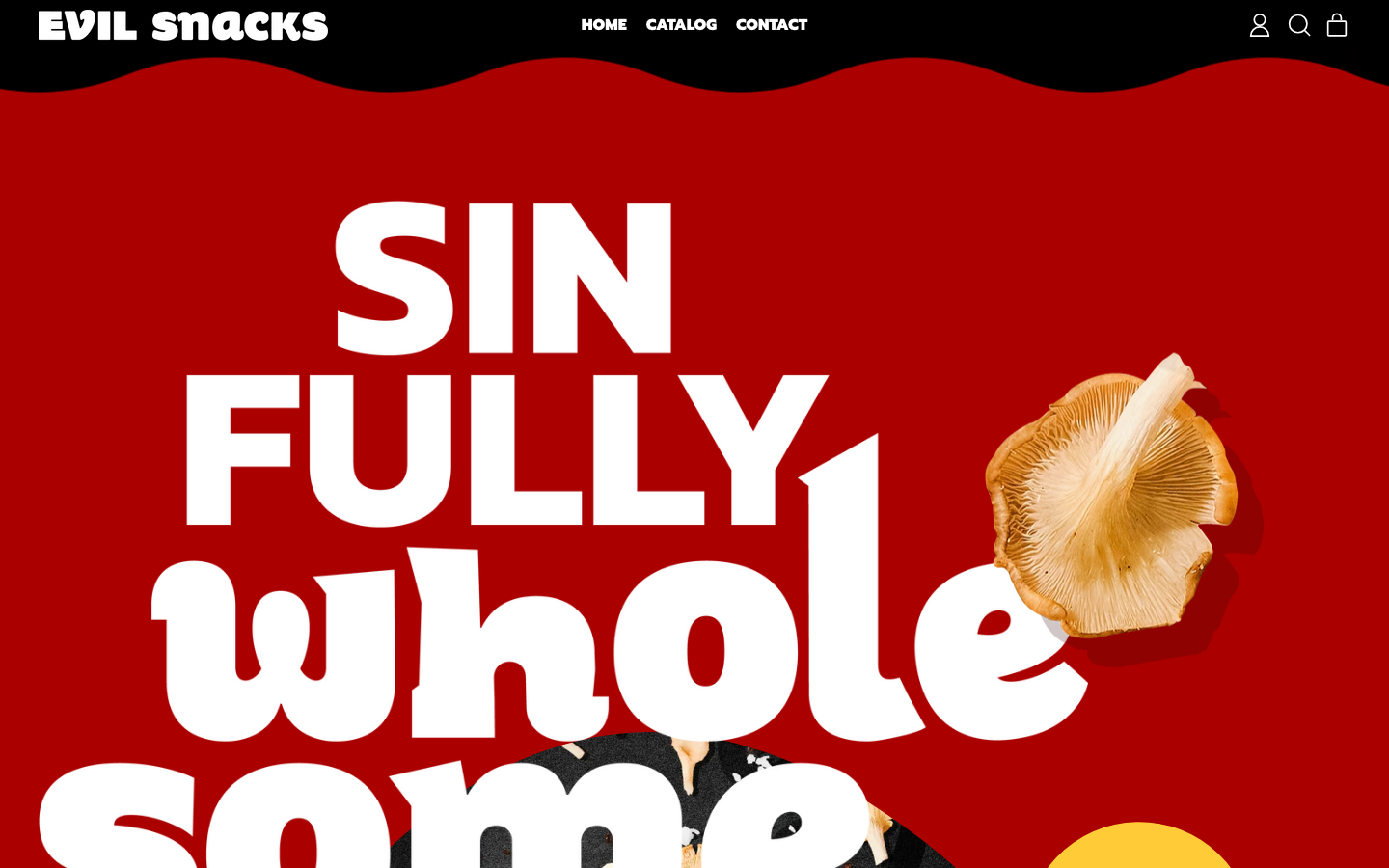 Evil Snacks homepage at 1440px