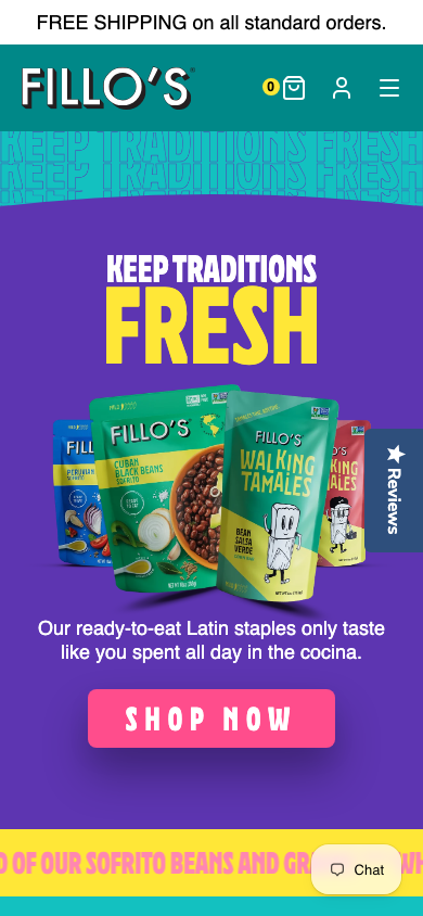 Fillo's homepage on a phone