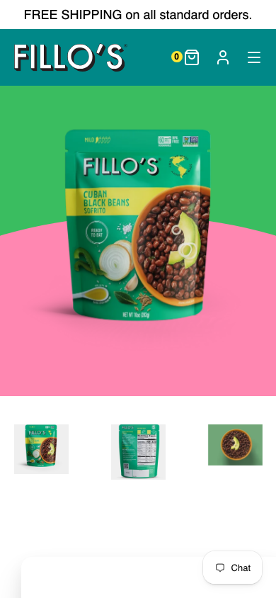 Fillo's product page on a phone