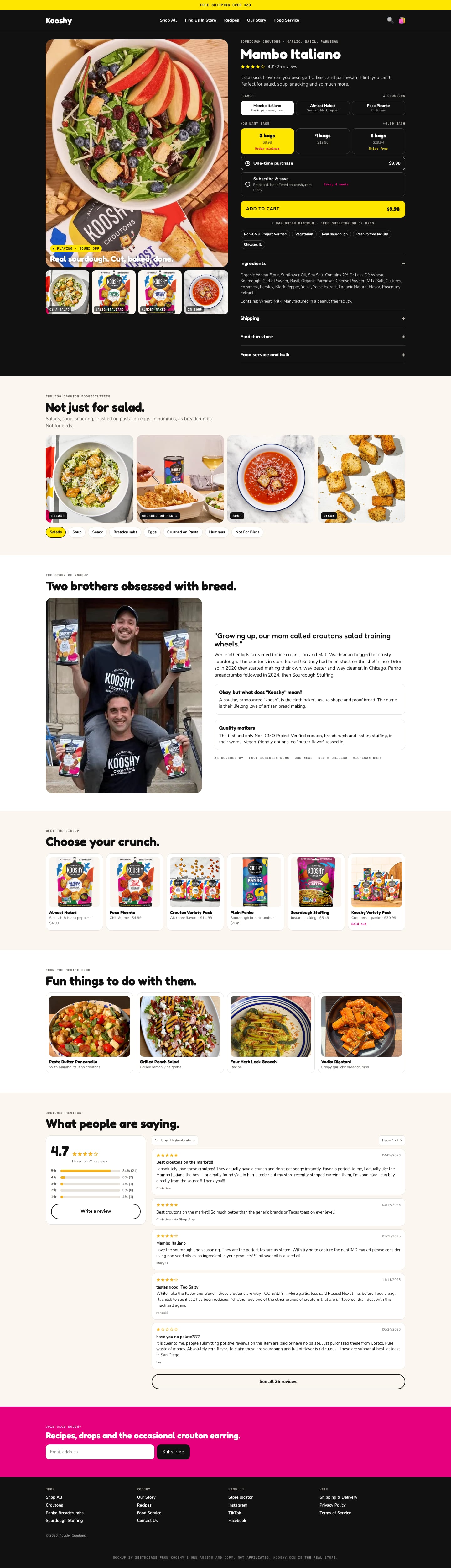 The rebuilt Mambo Italiano page at desktop width, full length