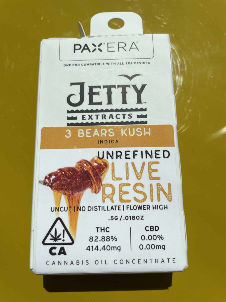 Jetty Extracts 3 Bears Kush Unrefined Live Resin PAX Pod